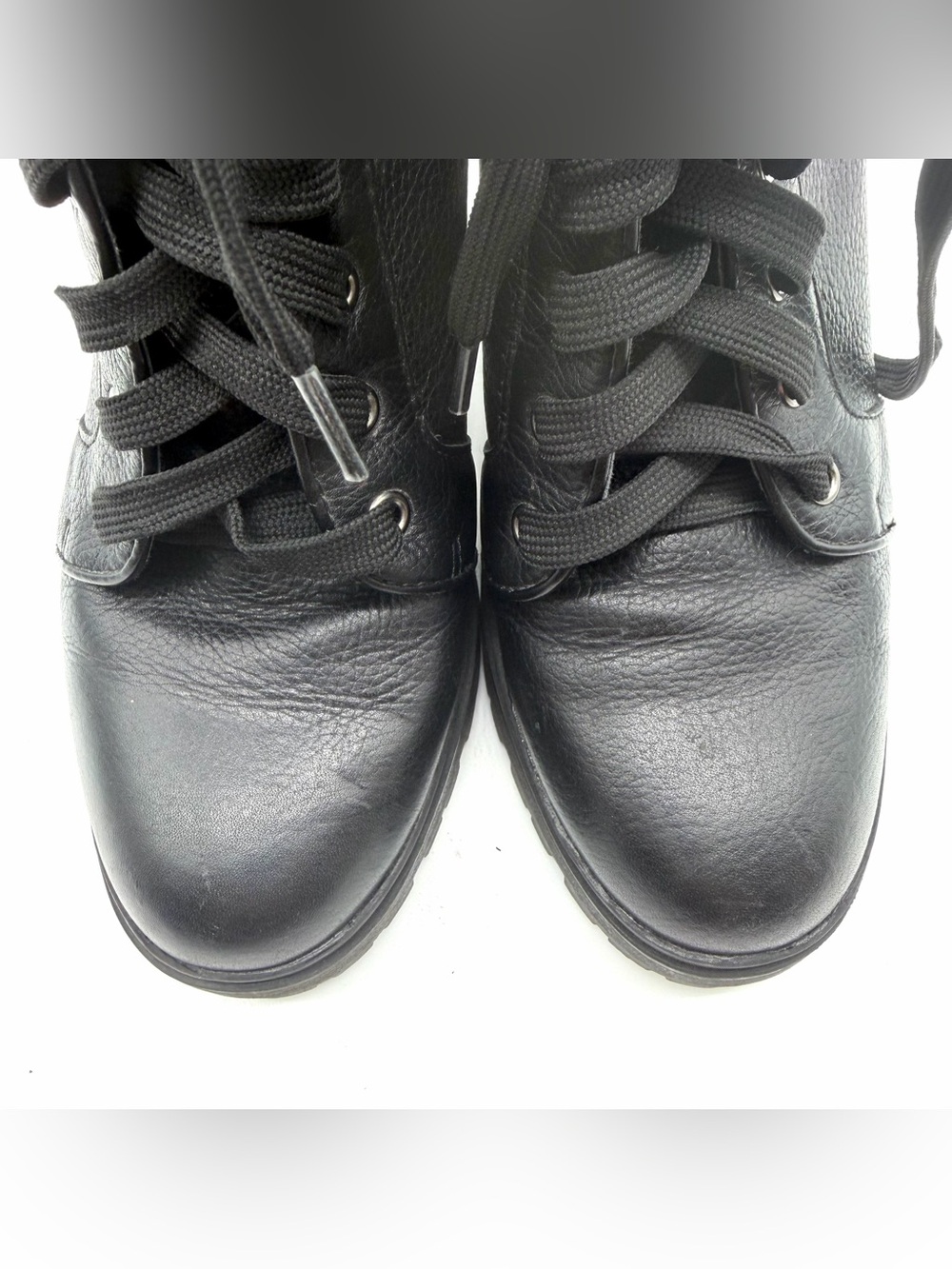 Steve Madden Women’s Size 8 Laurie Womens Black Leather Lace Up Chunky Boots - Picture 4 of 12